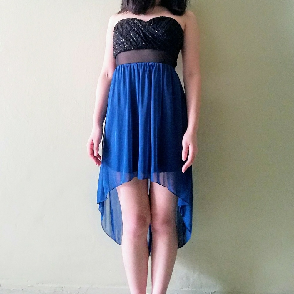Black and Blue Sequined Dress